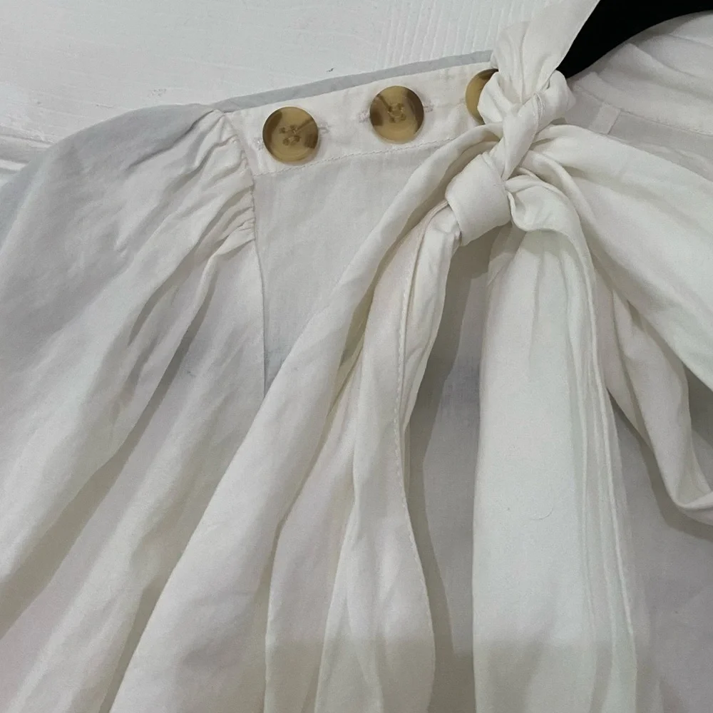 ULLA JOHNSON Penelope Poplin Blouse Button Accents 6 - Picture 9 of 14